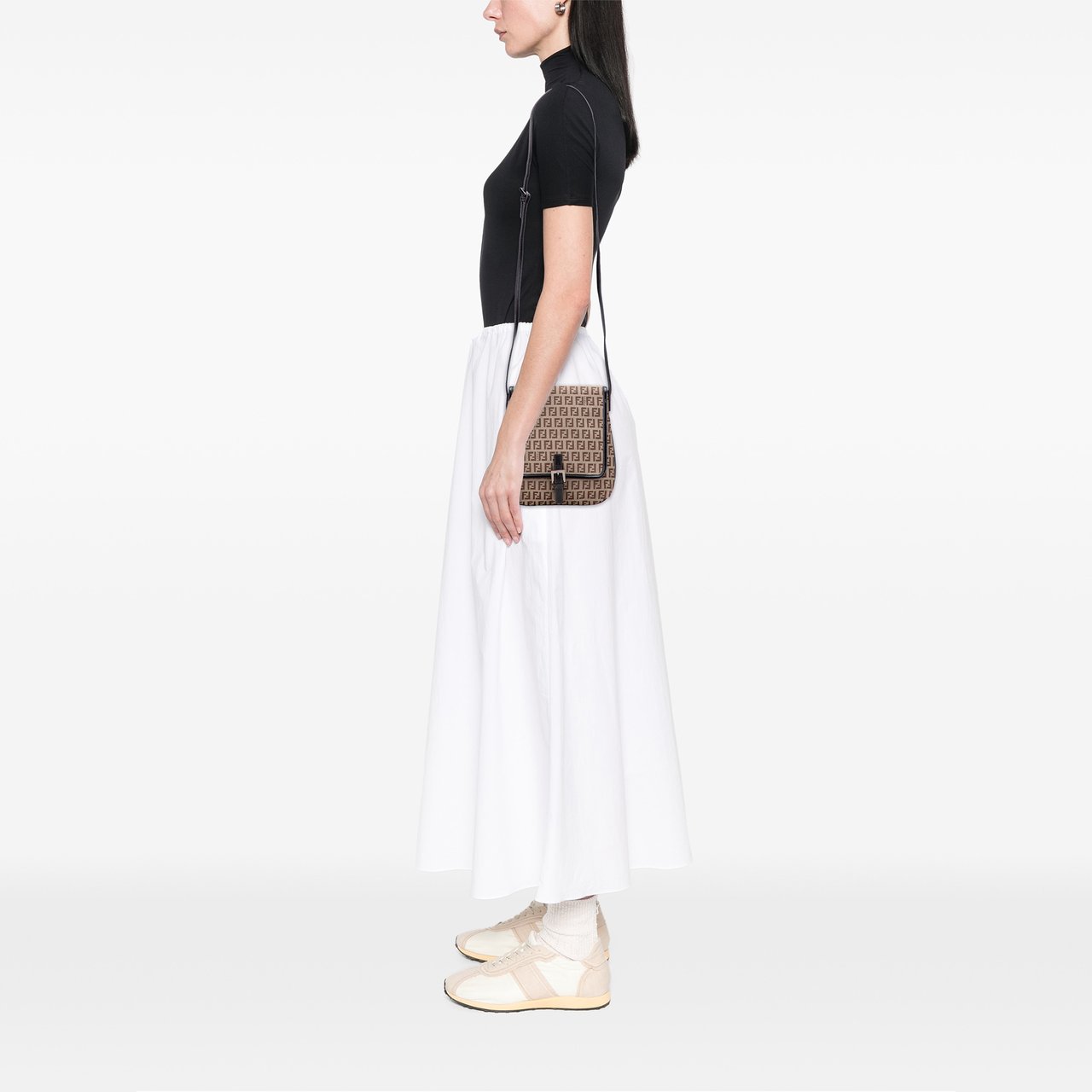 Fendi Zucchino Canvas Crossbody Bruin