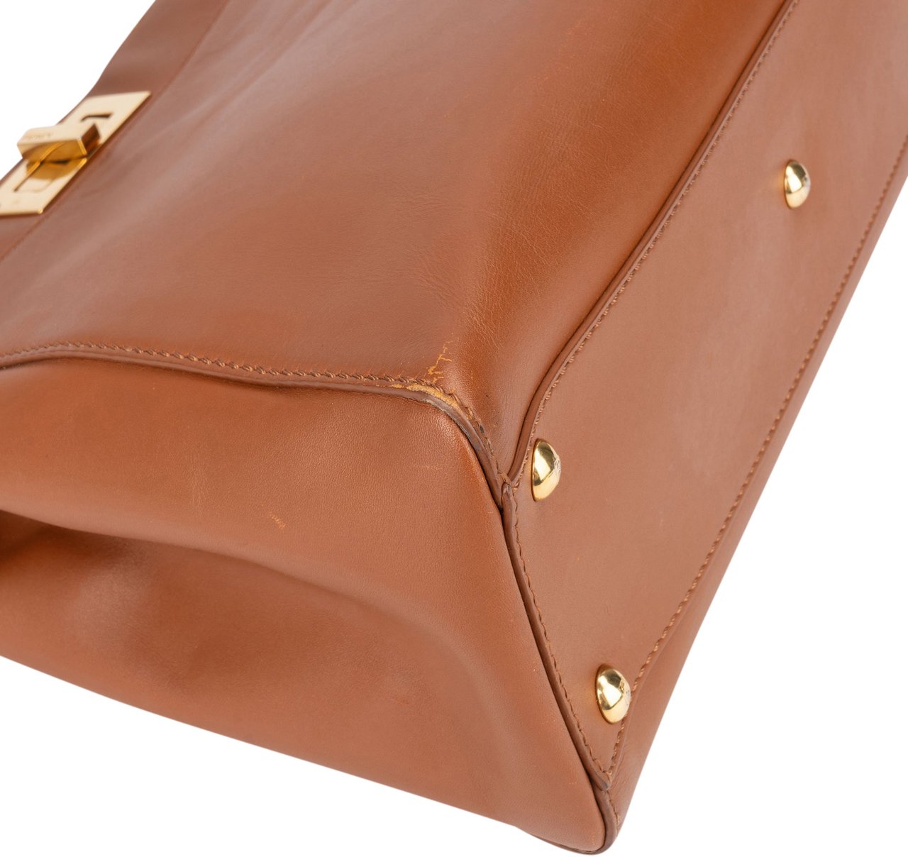 Fendi Fendi Brown Leather Peekaboo Handbag Bruin