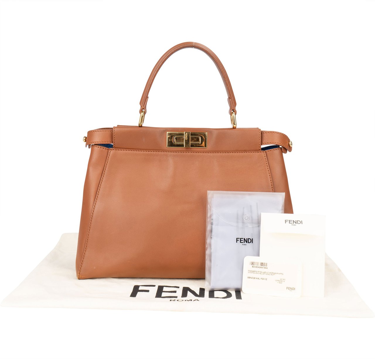 Fendi Fendi Brown Leather Peekaboo Handbag Bruin