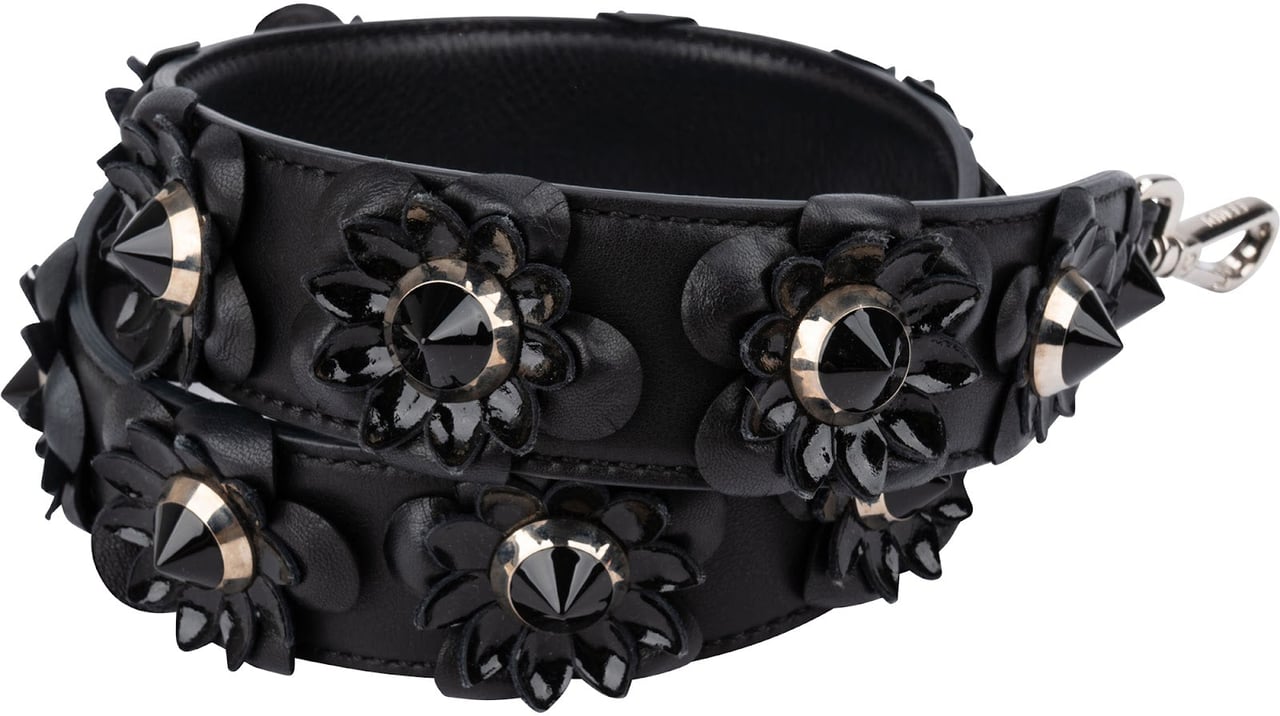 Fendi Leather Flowerland Studded You Bag Strap Zwart