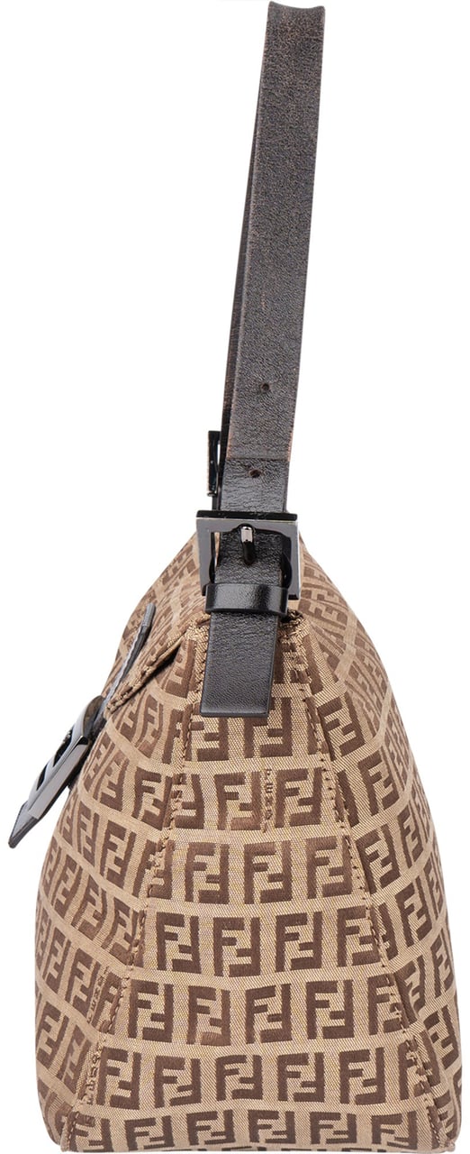 Fendi Fendi FF Monogram Baguette Buckle Handbag Bruin