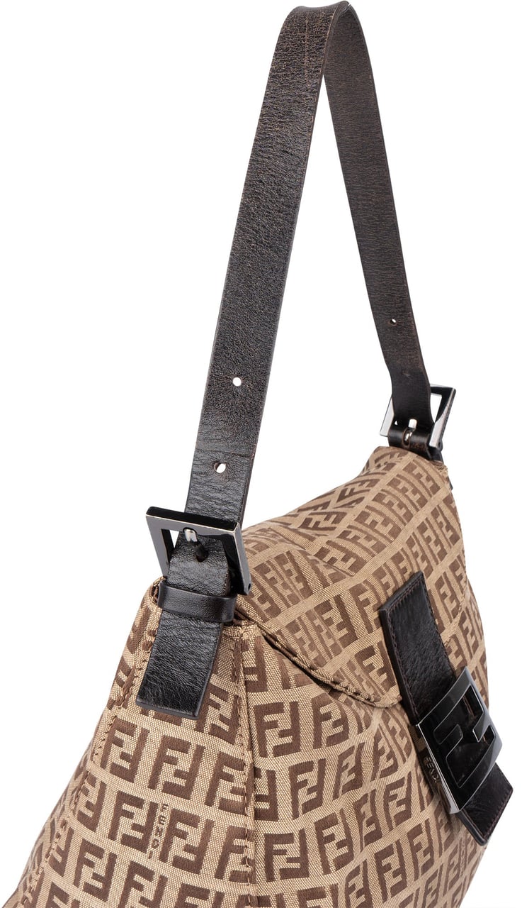 Fendi Fendi FF Monogram Baguette Buckle Handbag Bruin