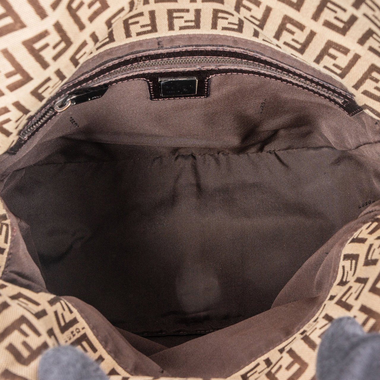 Fendi Fendi FF Monogram Baguette Buckle Handbag Bruin