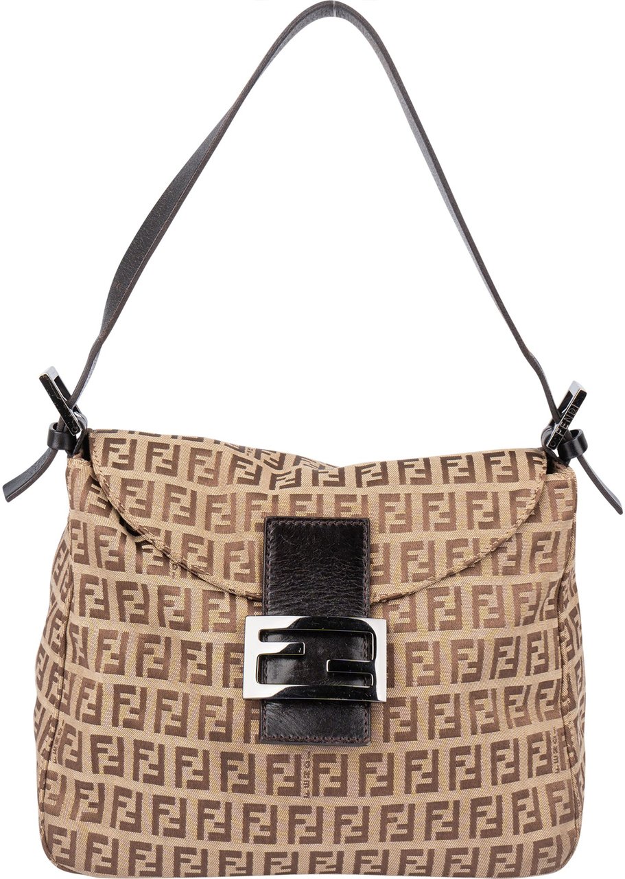 Fendi Fendi FF Monogram Baguette Buckle Handbag Bruin