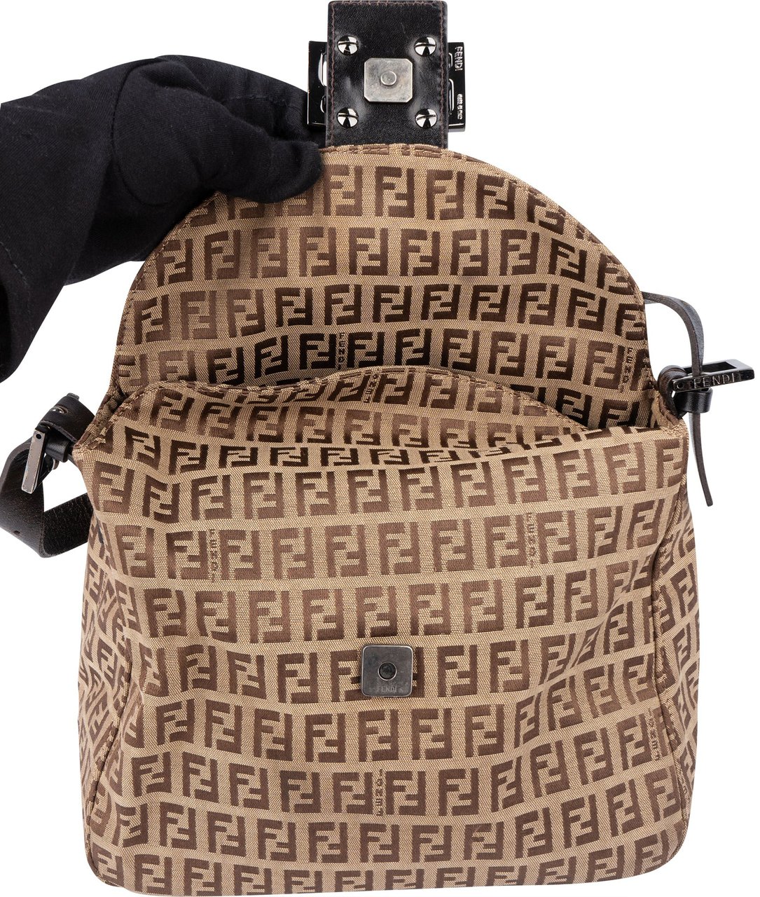 Fendi Fendi FF Monogram Baguette Buckle Handbag Bruin