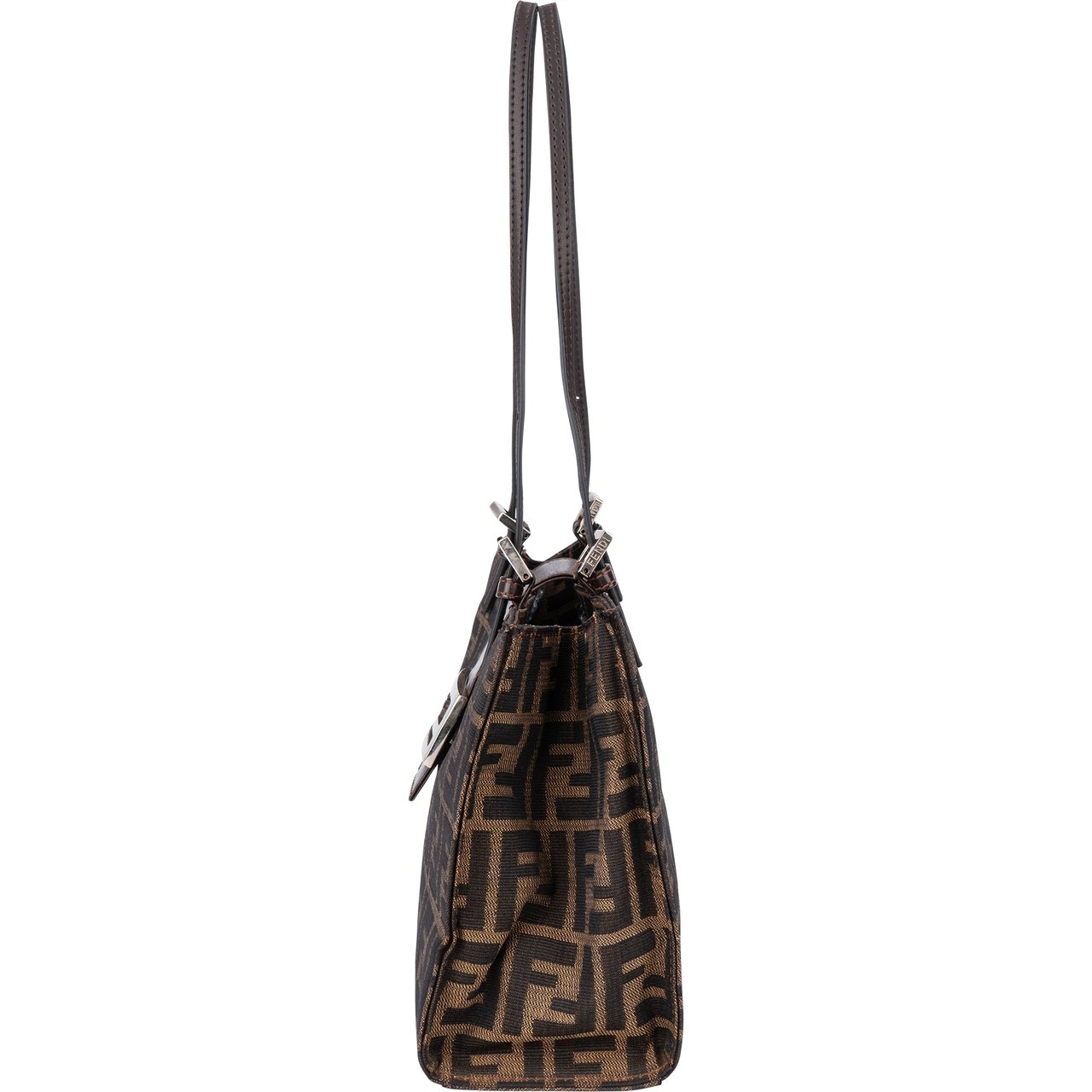 Fendi Fendi FF Monogram Baguette Buckle Shoulder Bag Bruin