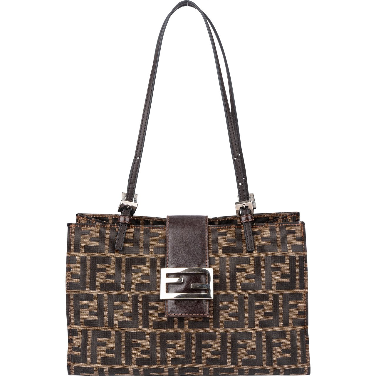Fendi Fendi FF Monogram Baguette Buckle Shoulder Bag Bruin