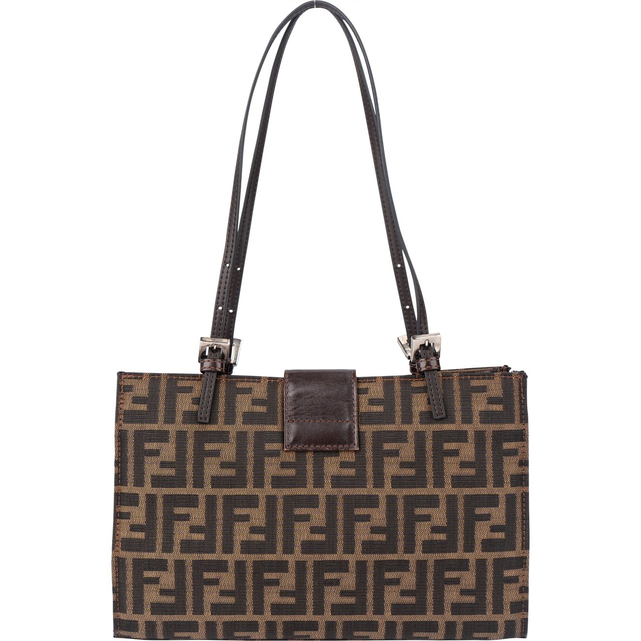 Fendi Fendi FF Monogram Baguette Buckle Shoulder Bag Bruin