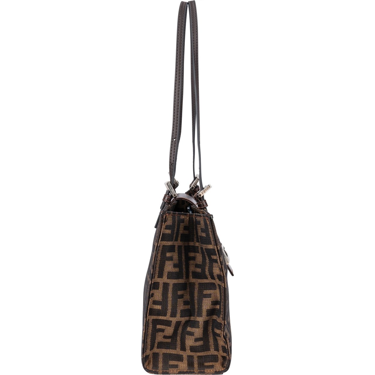 Fendi Fendi FF Monogram Baguette Buckle Shoulder Bag Bruin