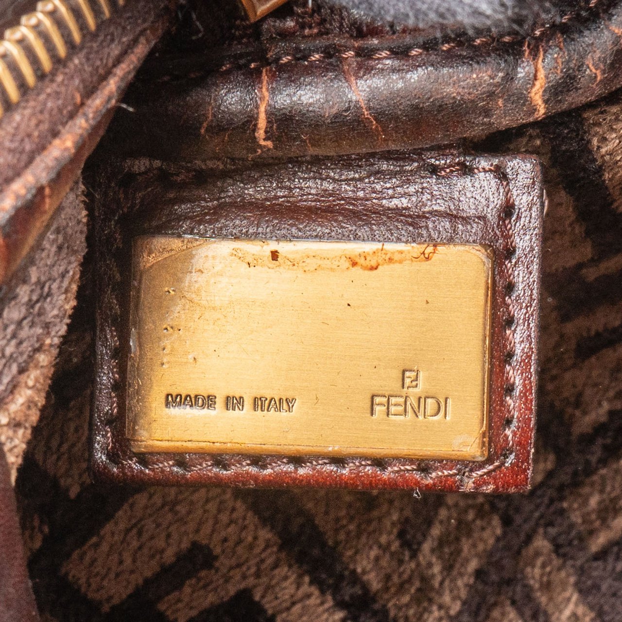 Fendi Fendi FF Monogram Boston Handbag Bruin
