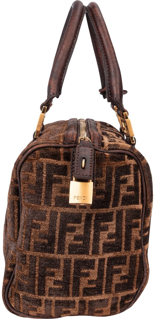 Fendi Fendi FF Monogram Boston Handbag Bruin