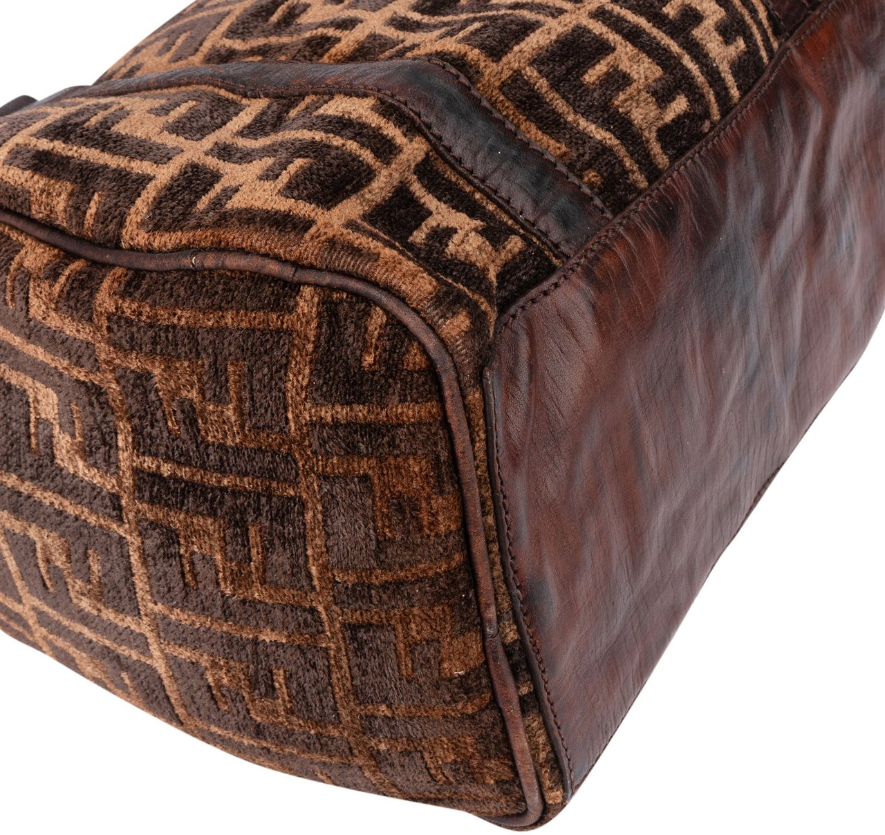 Fendi Fendi FF Monogram Boston Handbag Bruin