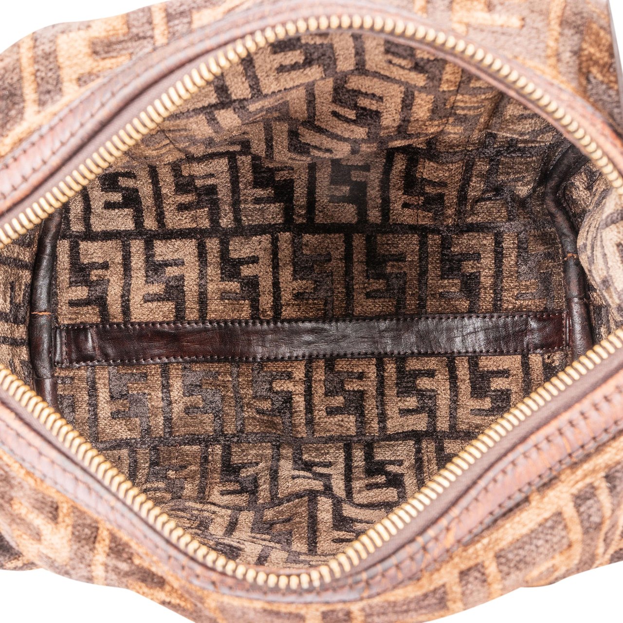 Fendi Fendi FF Monogram Boston Handbag Bruin