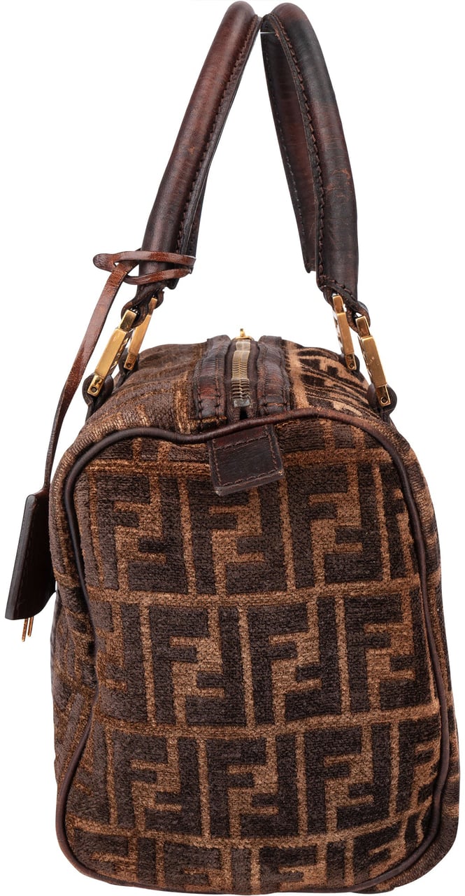 Fendi Fendi FF Monogram Boston Handbag Bruin