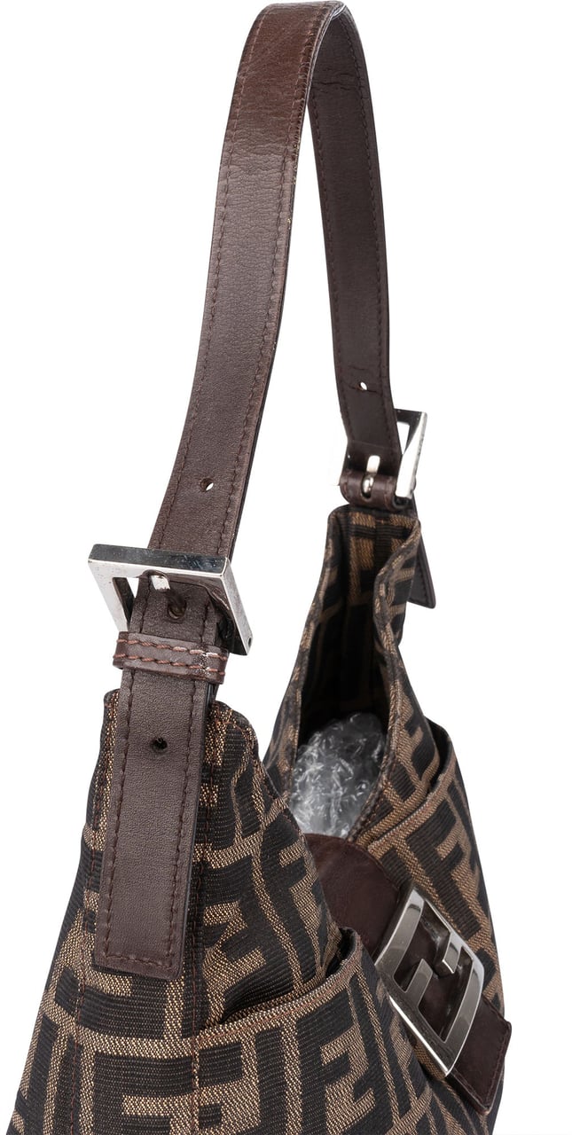 Fendi Fendi FF Monogram Baguette Buckle Shoulder Bag Bruin