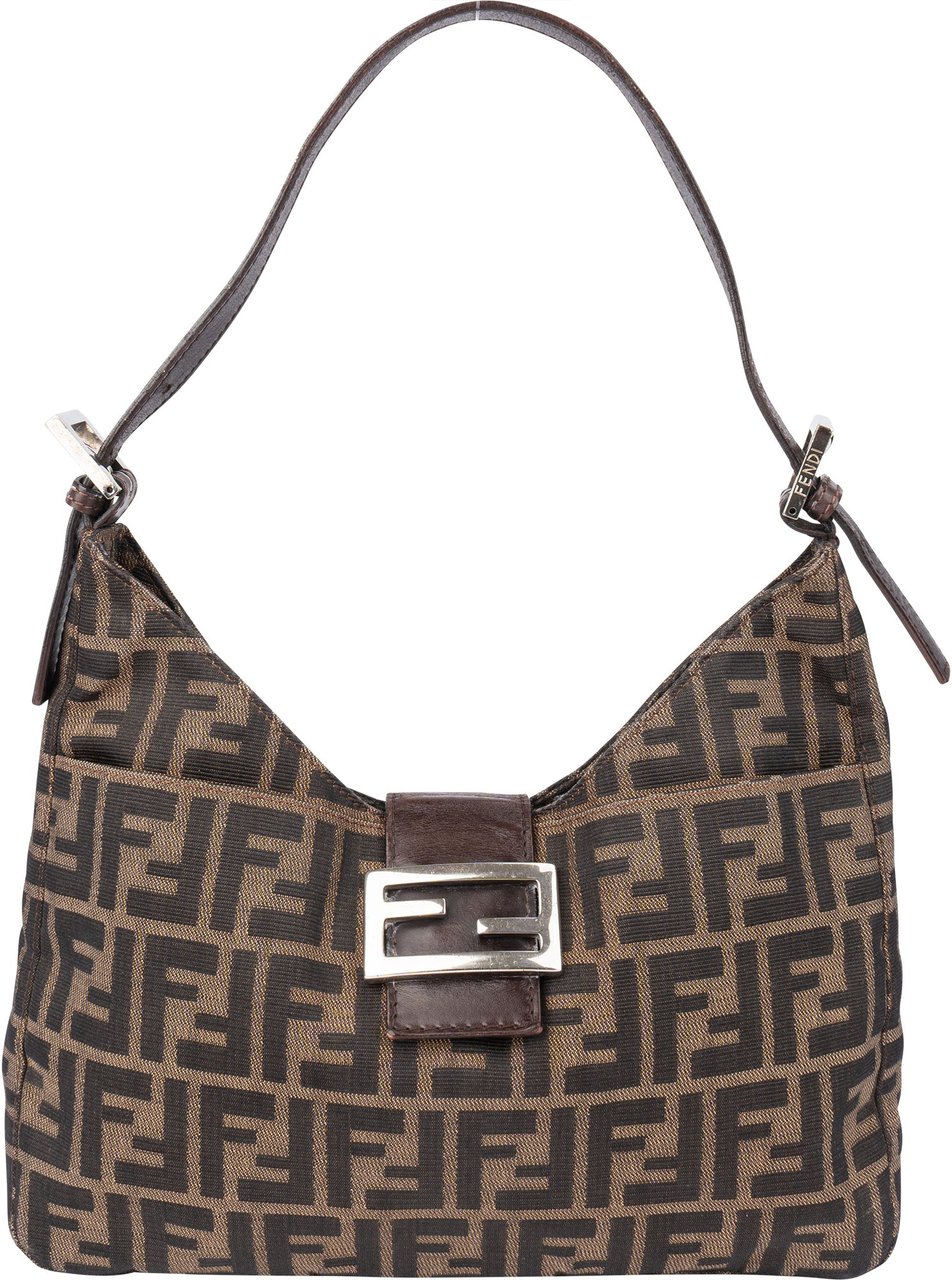 Fendi Fendi FF Monogram Baguette Buckle Shoulder Bag Bruin