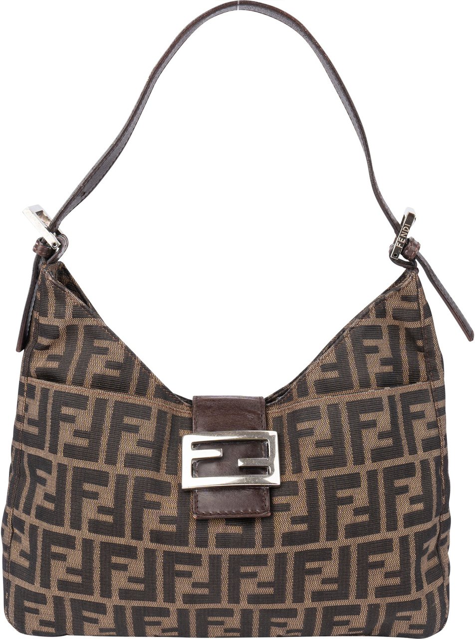 Fendi Fendi FF Monogram Baguette Buckle Shoulder Bag Bruin