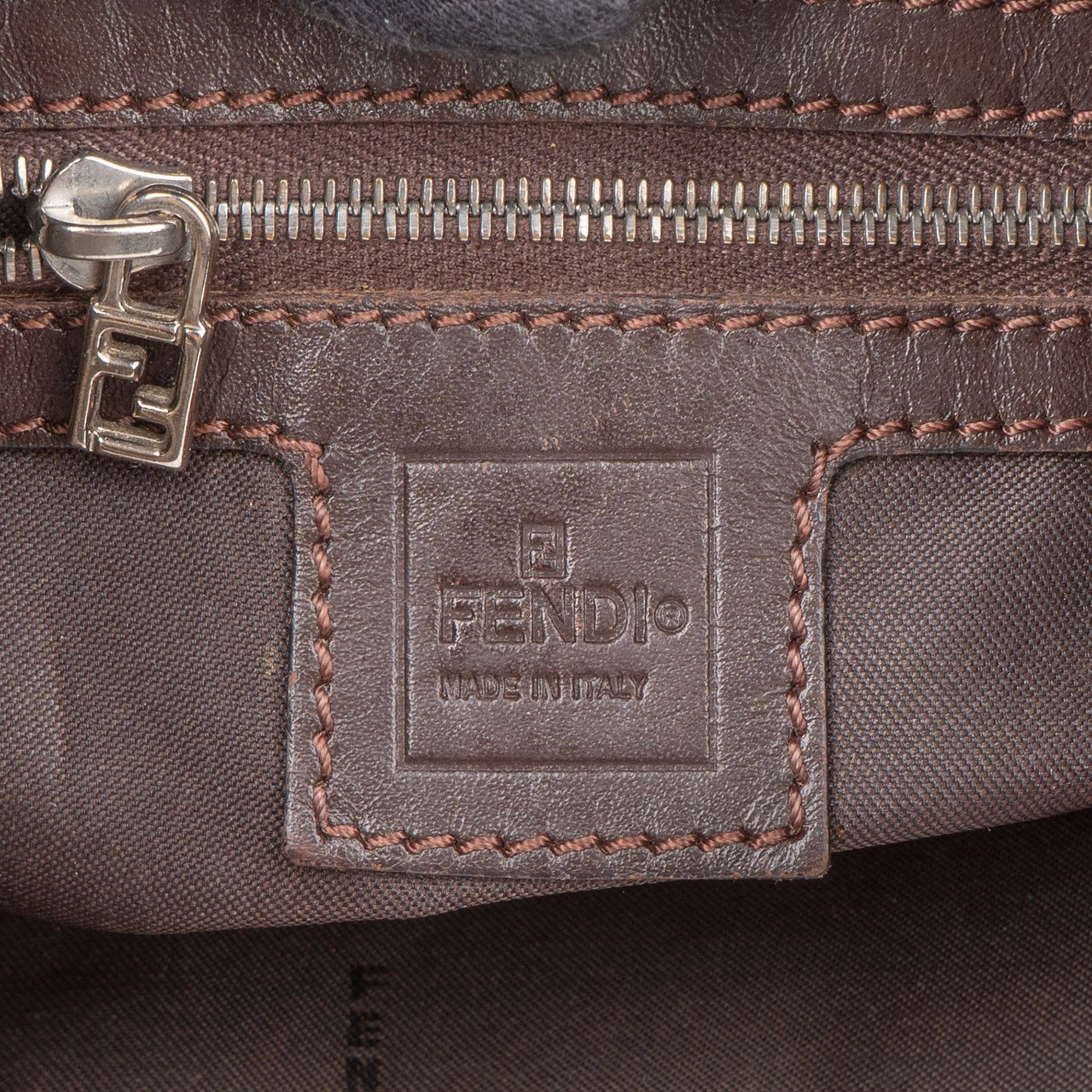 Fendi Fendi FF Monogram Baguette Buckle Shoulder Bag Bruin