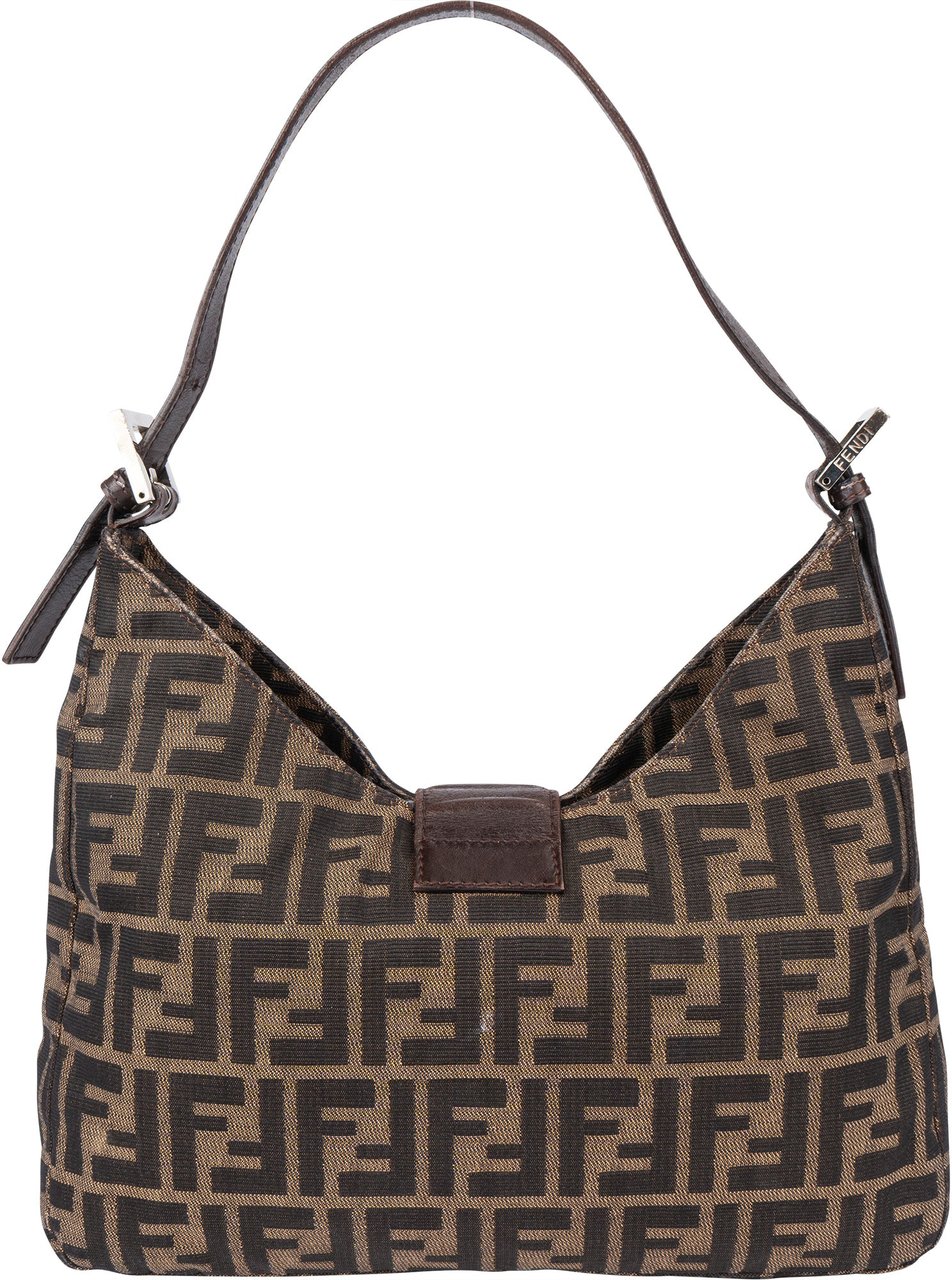 Fendi Fendi FF Monogram Baguette Buckle Shoulder Bag Bruin