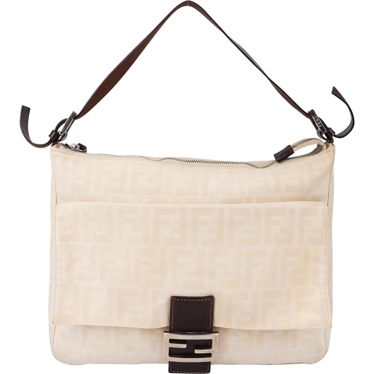 Fendi Fendi FF Monogram Baguette Buckle Handbag Beige