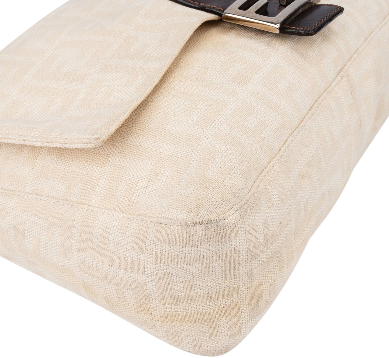 Fendi FF Monogram Baguette Buckle Handbag Beige