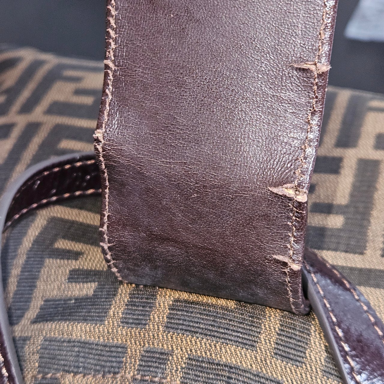 Fendi Fendi FF Monogram Baguette Buckle Shoulder Bag Bruin