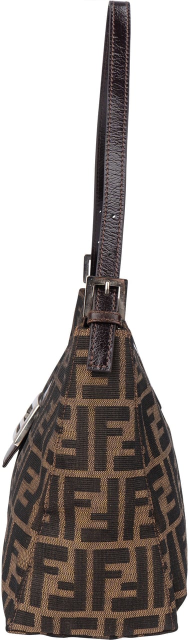 Fendi Fendi FF Monogram Baguette Buckle Shoulder Bag Bruin