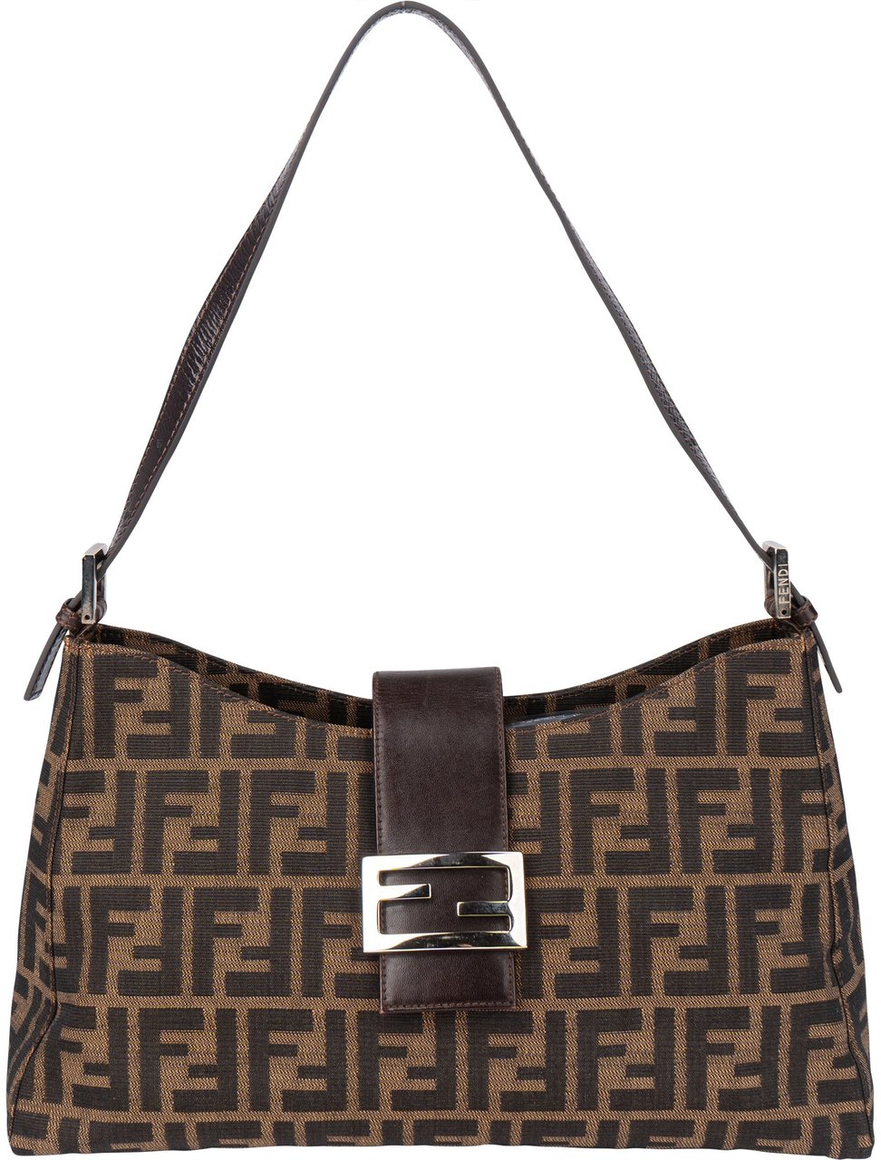 Fendi Fendi FF Monogram Baguette Buckle Shoulder Bag Bruin