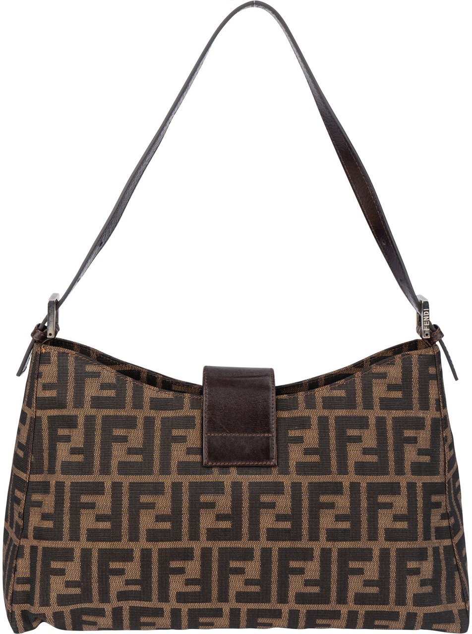 Fendi Fendi FF Monogram Baguette Buckle Shoulder Bag Bruin