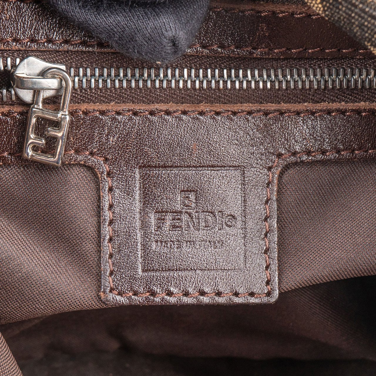 Fendi Fendi FF Monogram Baguette Buckle Handbag Bruin