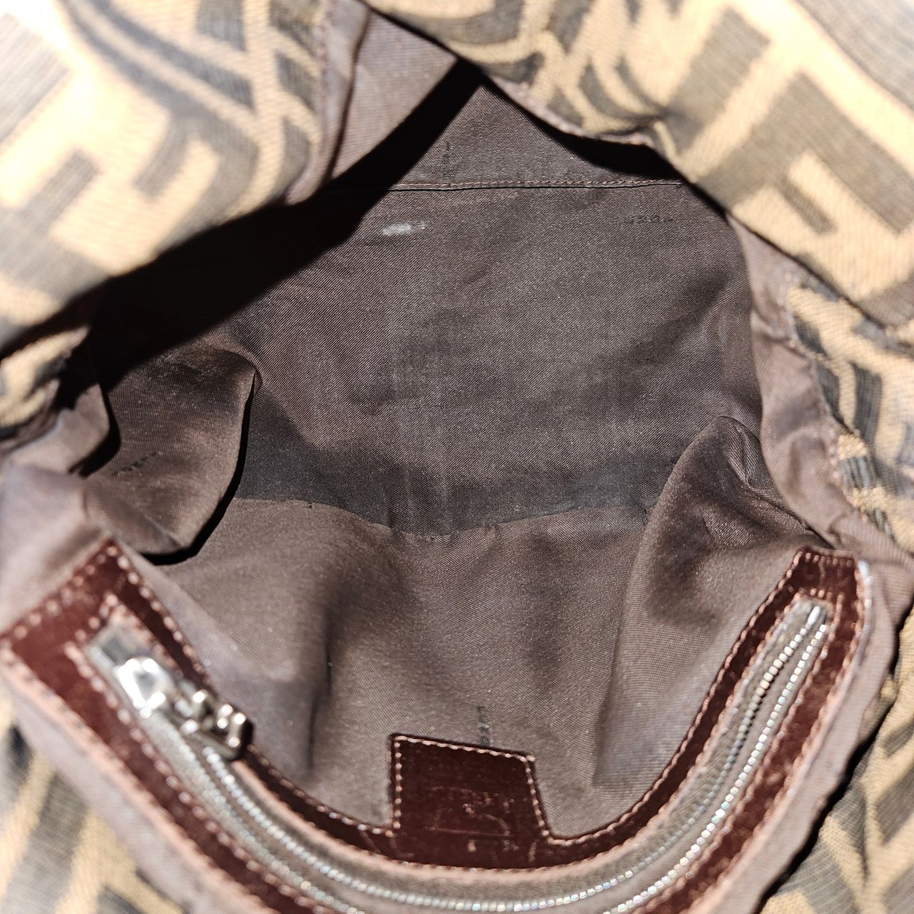 Fendi Fendi FF Monogram Baguette Buckle Handbag Bruin