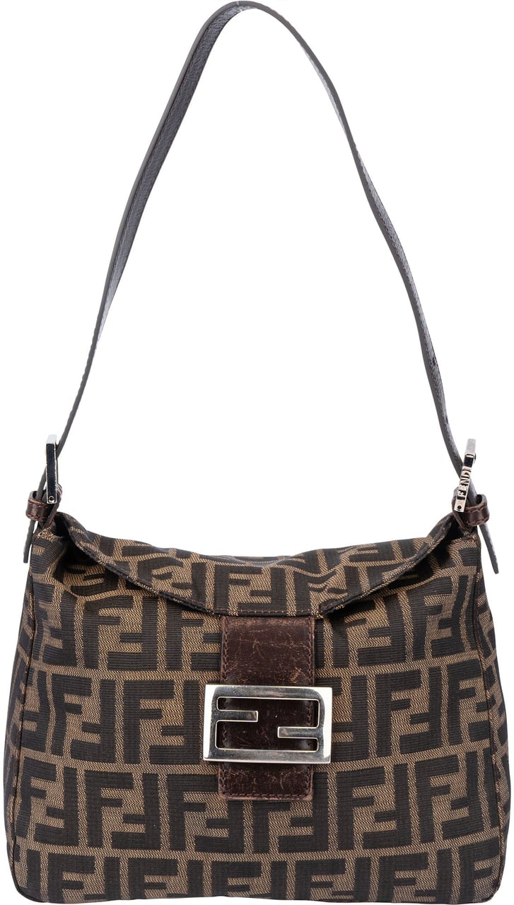 Fendi Fendi FF Monogram Baguette Buckle Handbag Bruin