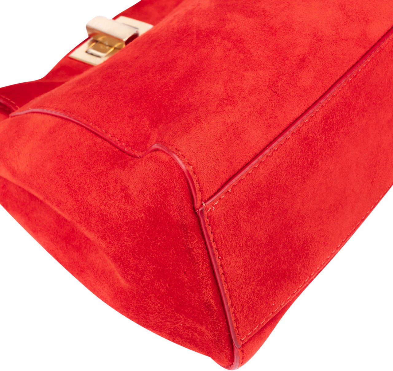 Fendi Fendi Red Suede Peekaboo Handbag Rood