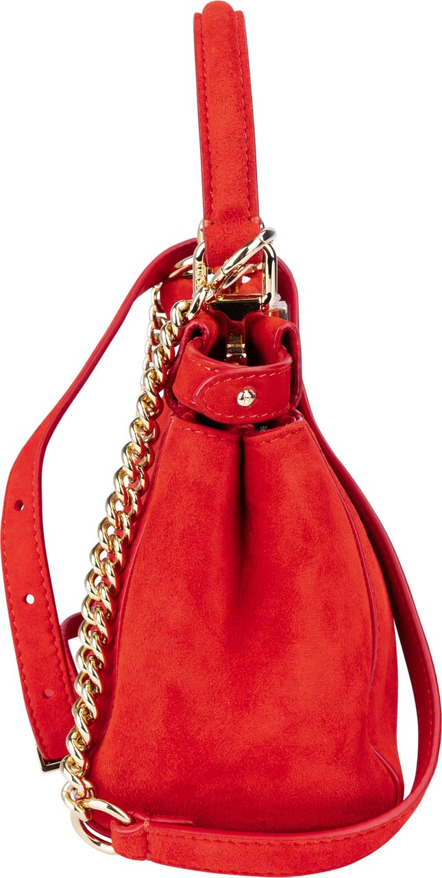 Fendi Fendi Red Suede Peekaboo Handbag Rood