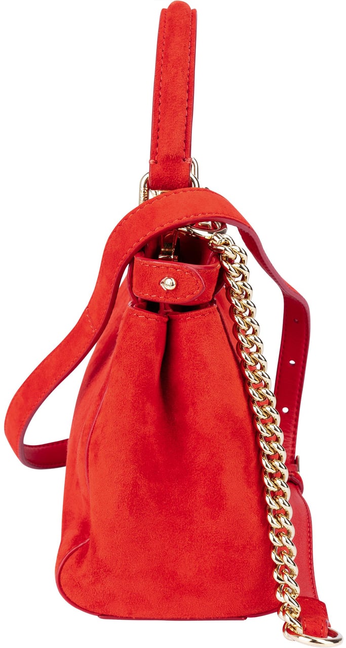 Fendi Fendi Red Suede Peekaboo Handbag Rood