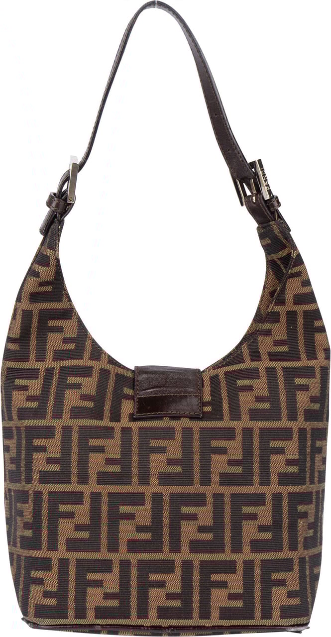 Fendi Fendi FF Monogram Baguette Shoulder Bag Bruin