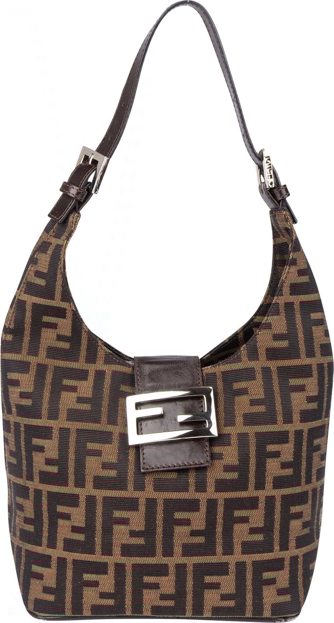 Fendi Fendi FF Monogram Baguette Shoulder Bag Bruin