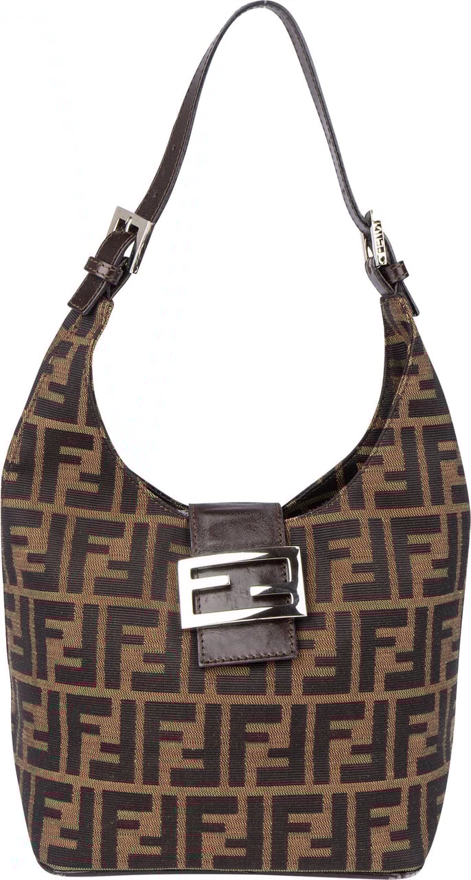 Fendi Fendi FF Monogram Baguette Shoulder Bag Bruin