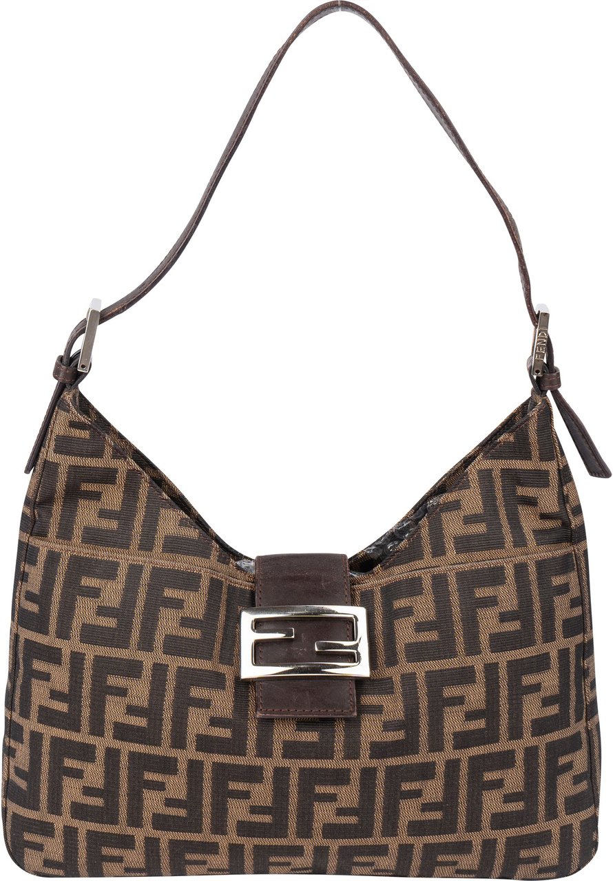 Fendi Fendi FF Monogram Baguette Buckle Shoulder Bag Bruin
