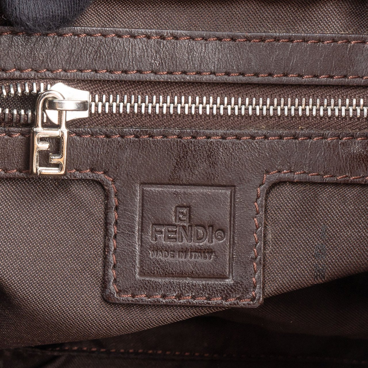 Fendi Fendi FF Monogram Baguette Buckle Shoulder Bag Bruin