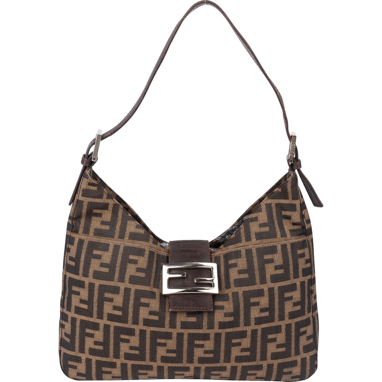 Fendi Fendi FF Monogram Baguette Buckle Shoulder Bag Bruin