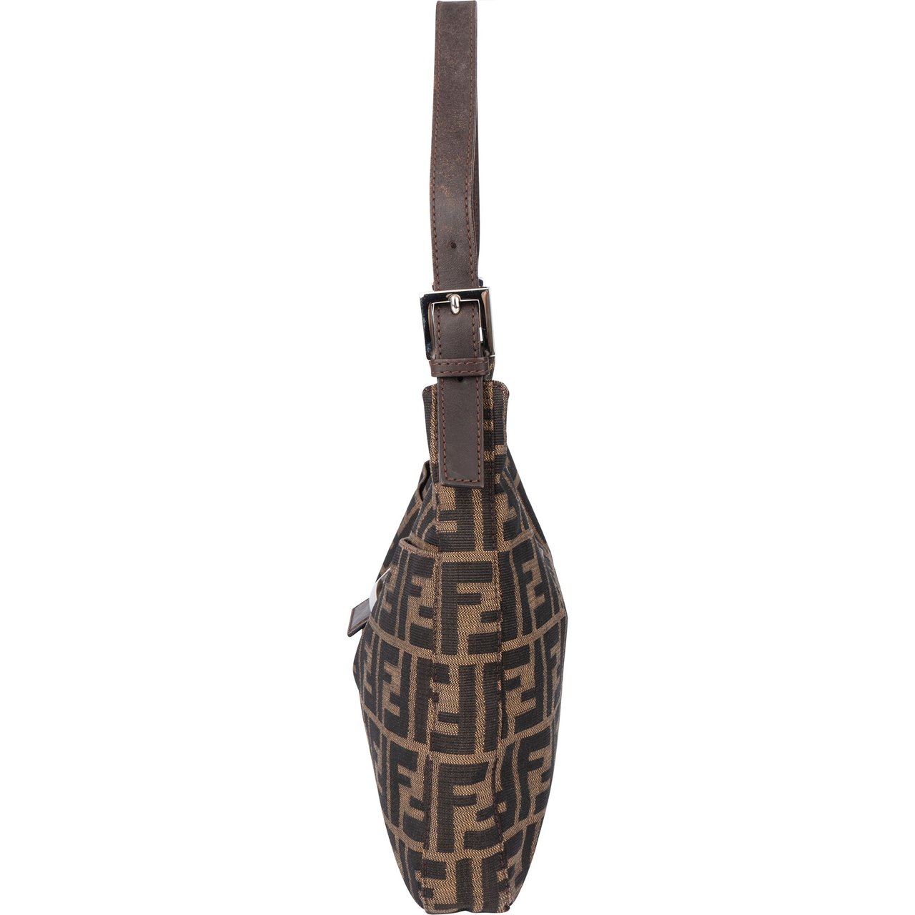 Fendi Fendi FF Monogram Baguette Buckle Shoulder Bag Bruin