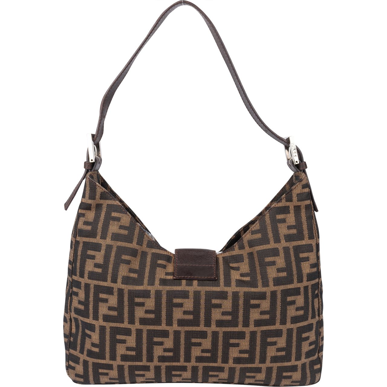 Fendi Fendi FF Monogram Baguette Buckle Shoulder Bag Bruin
