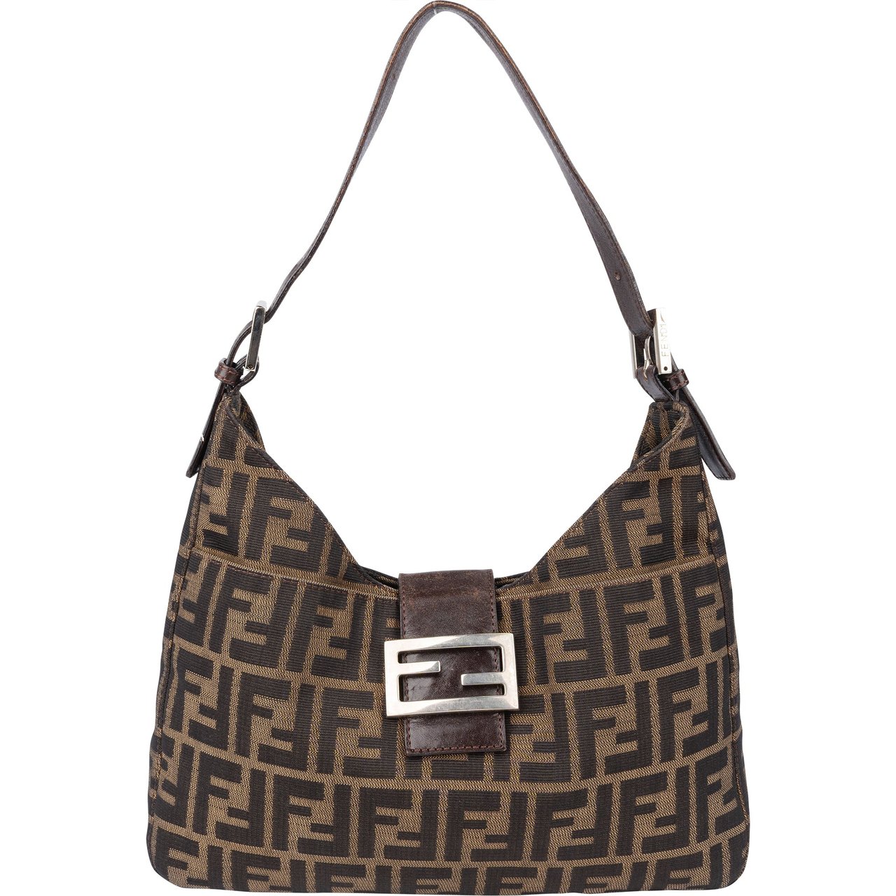 Fendi Fendi FF Monogram Baguette Buckle Shoulder Bag Bruin