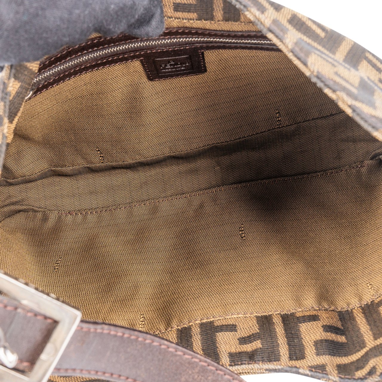 Fendi Fendi FF Monogram Baguette Buckle Shoulder Bag Bruin