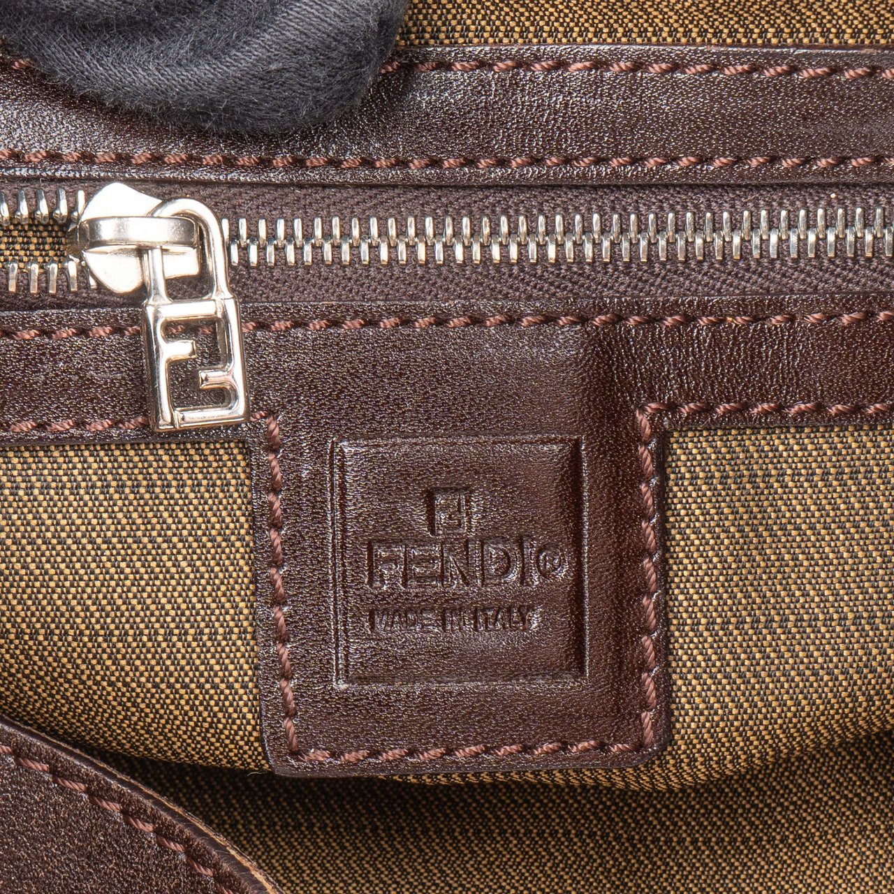 Fendi Fendi FF Monogram Baguette Buckle Shoulder Bag Bruin