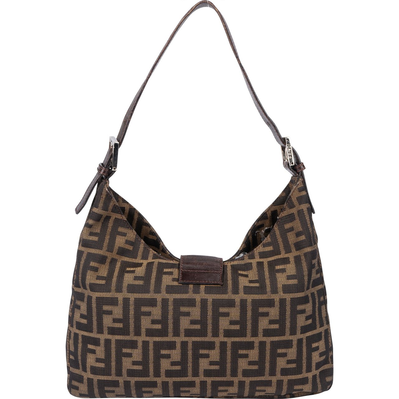 Fendi Fendi FF Monogram Baguette Buckle Shoulder Bag Bruin