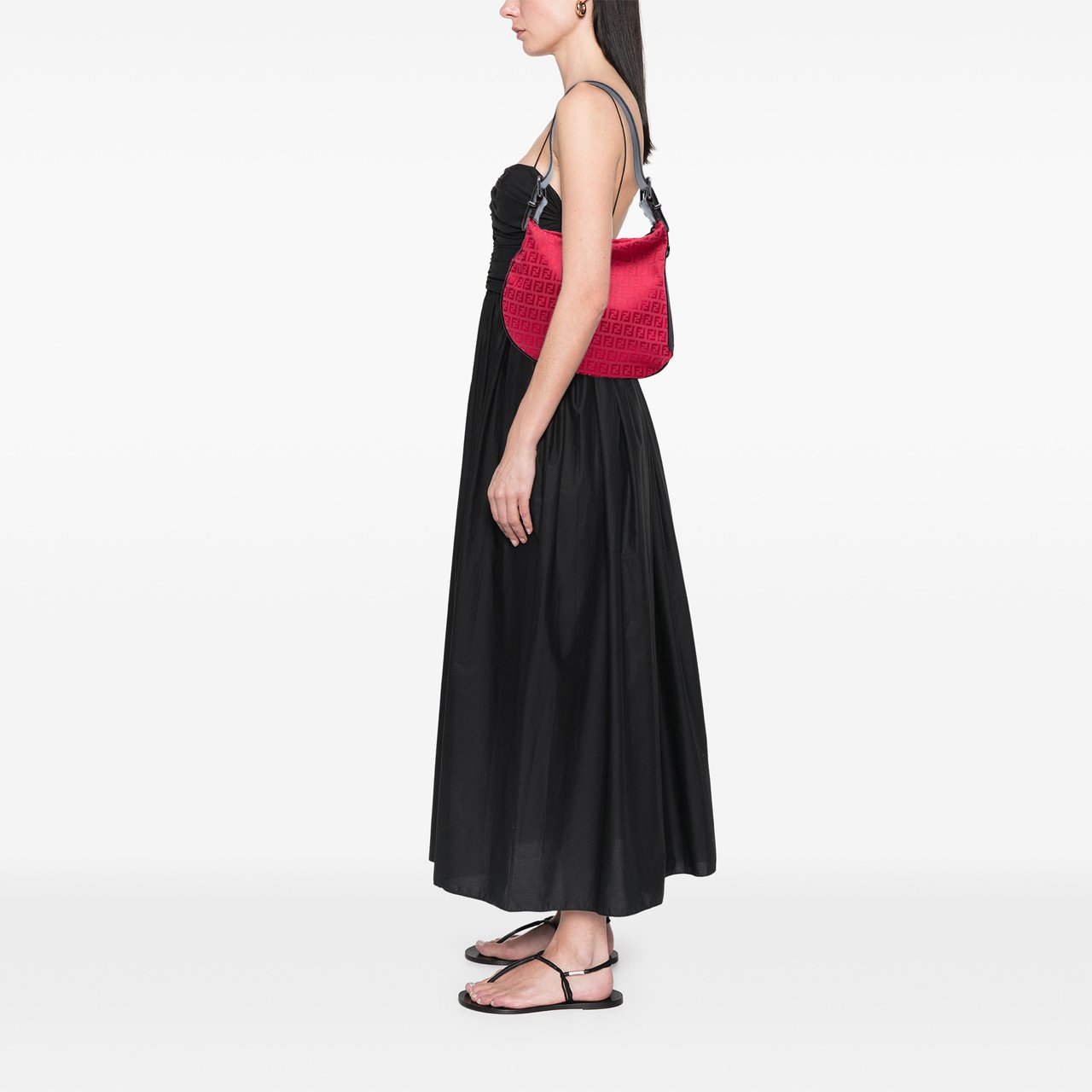 Fendi Zucchino Canvas Oyster Hobo Rood