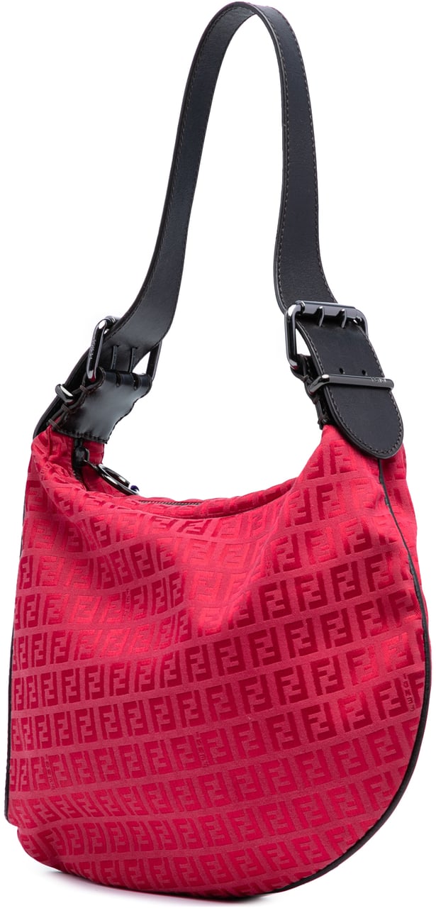 Fendi Zucchino Canvas Oyster Hobo Rood