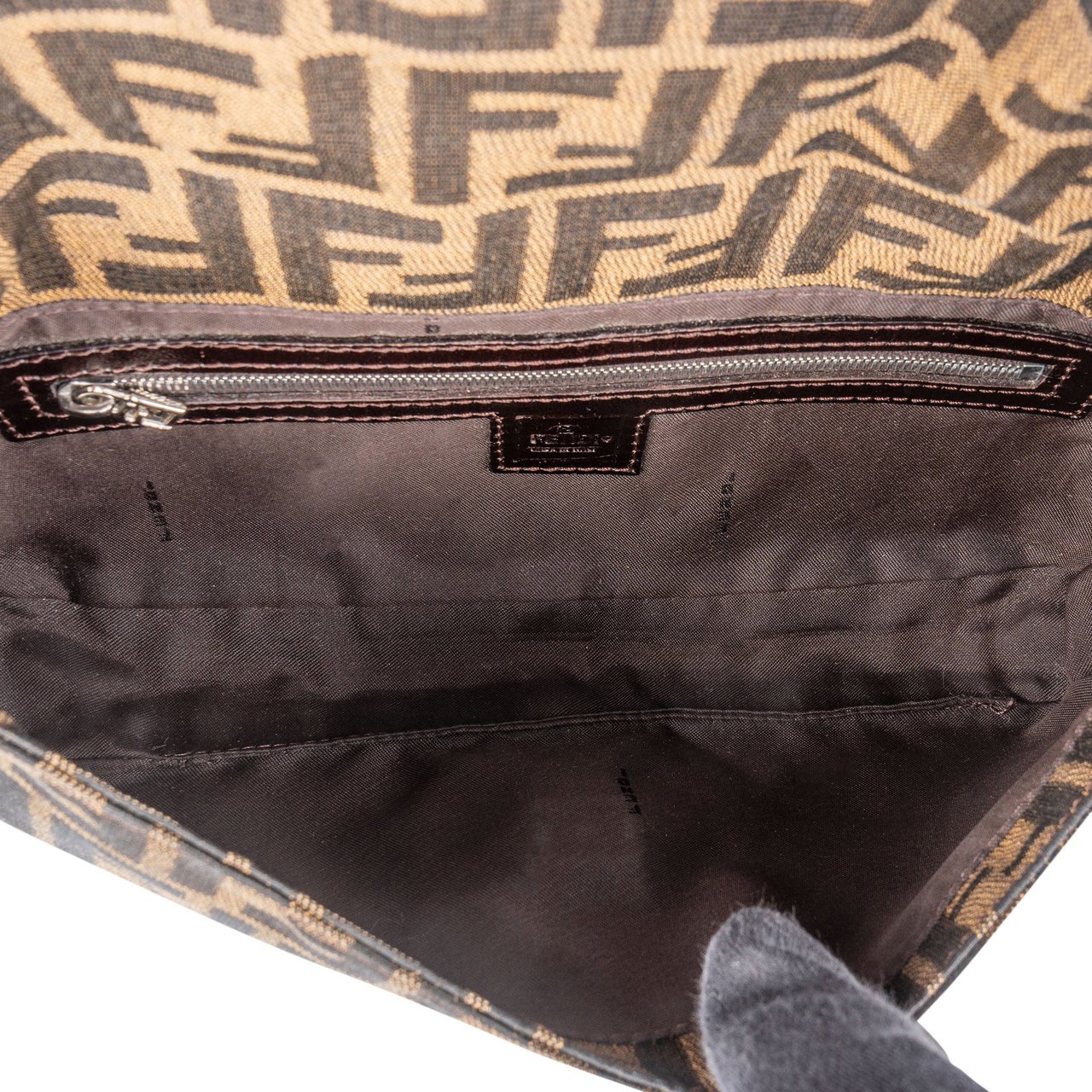 Fendi Fendi FF Monogram Baguette Handbag Bruin